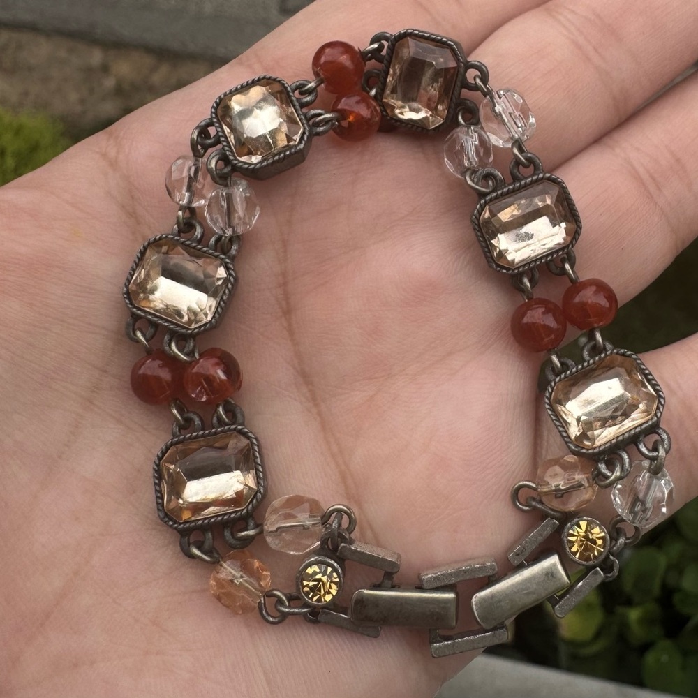 Vintage AVON Amber Glass Beaded Bracelet